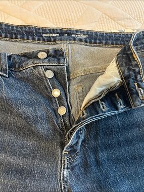 Old Navy Dark Blue Button-Fly Straight Jeans
